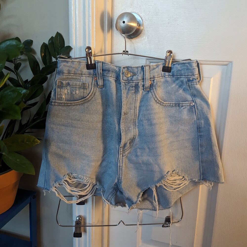 Destressed Denim Shorts